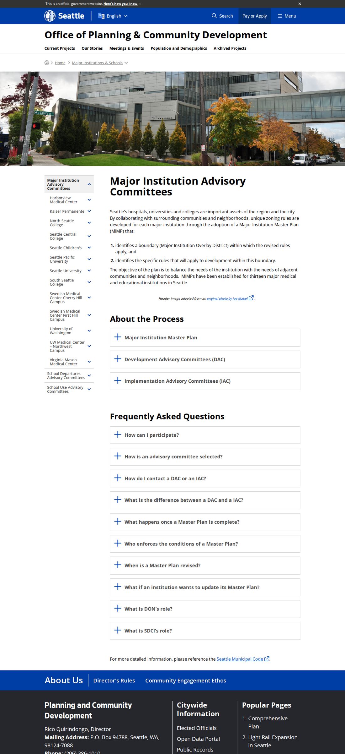 D1 — seattle.gov Major Institution Advisory Committees, page image