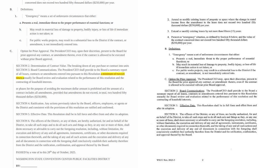 I5 — Draft R 10.21.25 vs sealed-for-signature text; 10/28/2025 minutes, page image