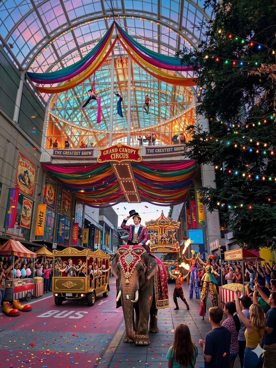 AI-generated image of the Arch as a circus