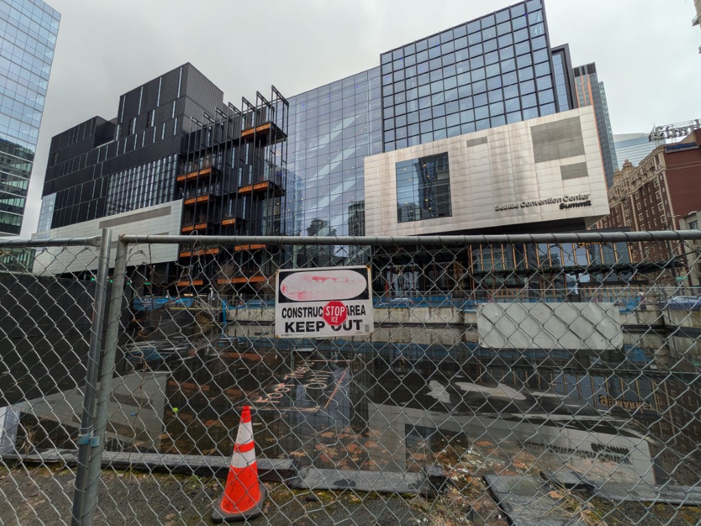 "CONSTRUCTION AREA KEEP OUT." No construction is planned.