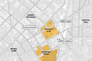 Existing WSCC vs. project site (Addition + office + residential), circa 2018. Source: WSCC Addition project website (archived).