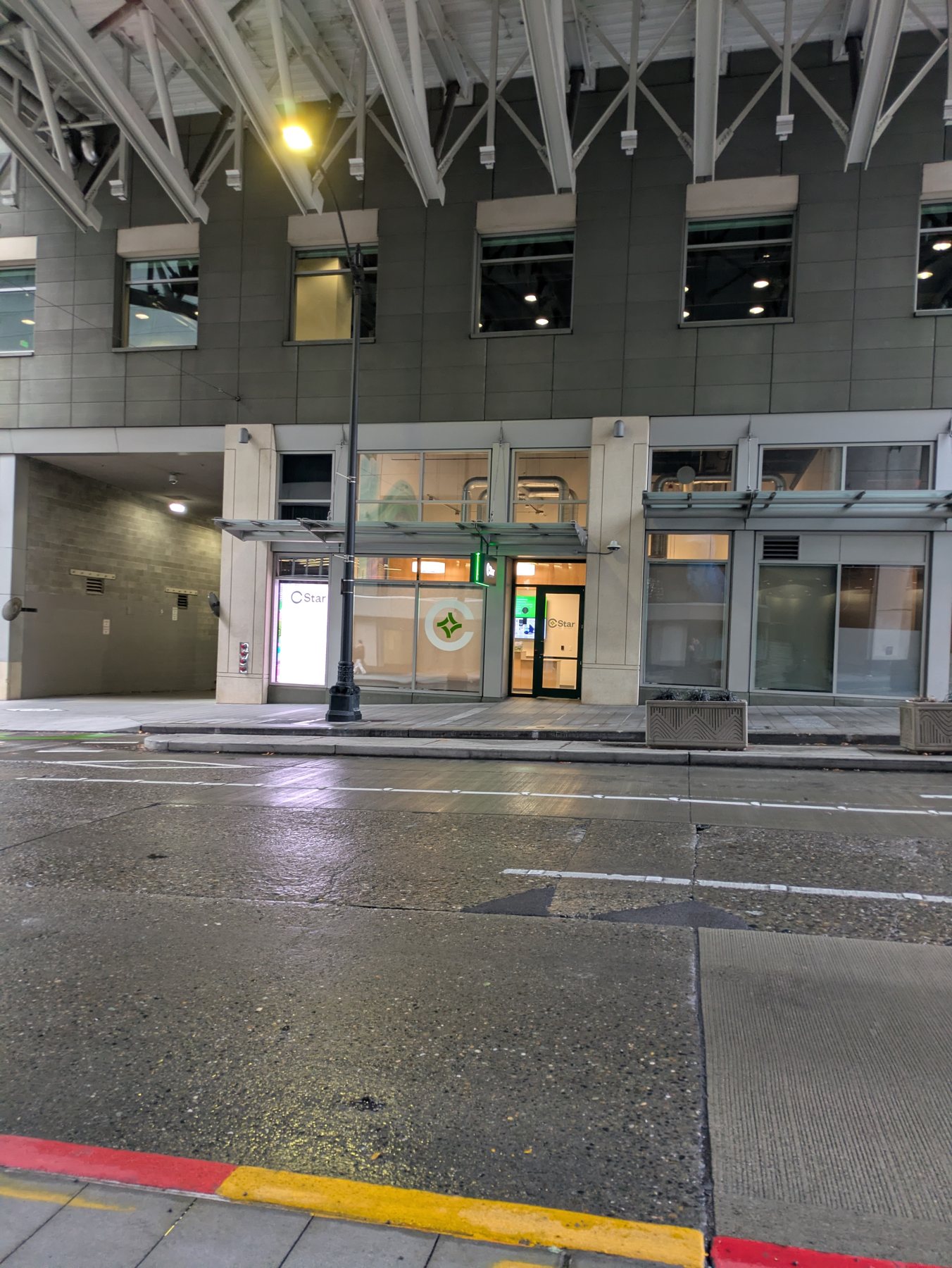 C-STAR from across Pike Street, set into the convention center's frontage, October 9, 2026. Photo: Ivan Schneider.